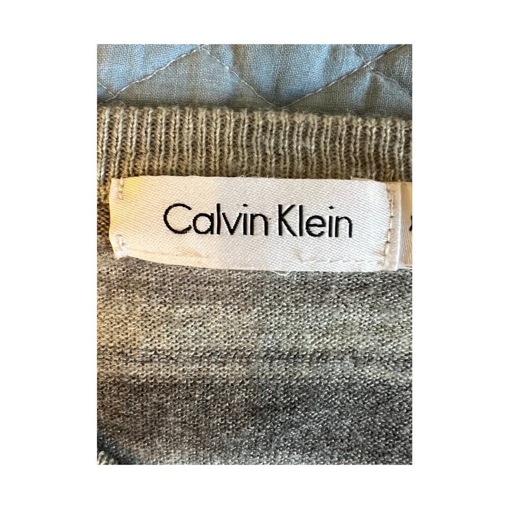 Calvin Klein Sweater Mens XL Gray Long Sleeve Merino Wool Lightweight Pullover - Picture 3 of 10